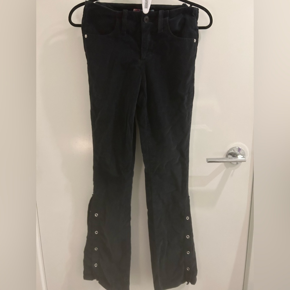 fit and flair velvet pants with detail towards the bottom
